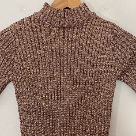 FINAL DROP. NWT* FOR LOVE & LEMONS • Sparkle KNITZ Metallic Rose Gold Mini Dress - Picture 8 of 11